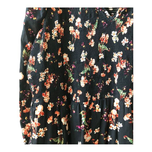 Old Navy Women's Maxi Dress Plus 4X Floral Boho Peasant Smocked Cottage V-Neck - Picture 8 of 9